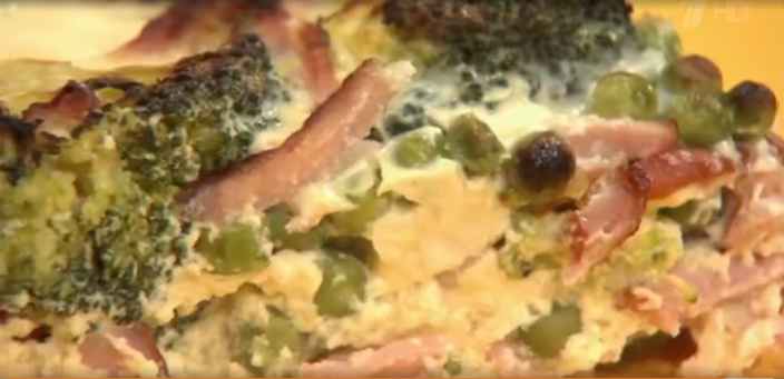 Киш из брокколи и копчёного балыка