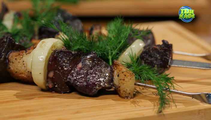 Шашлык из печени с курдюком