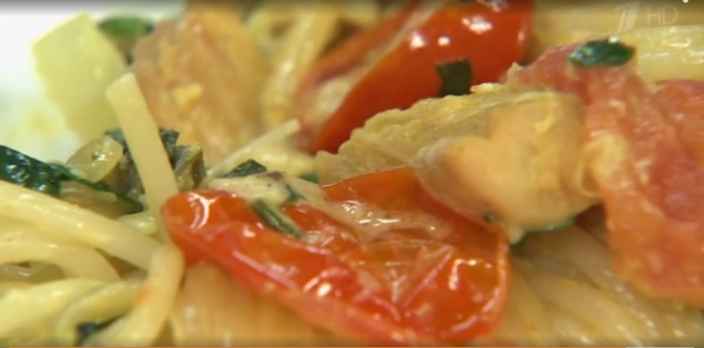 Спагетти с лососем под сливочным соусом