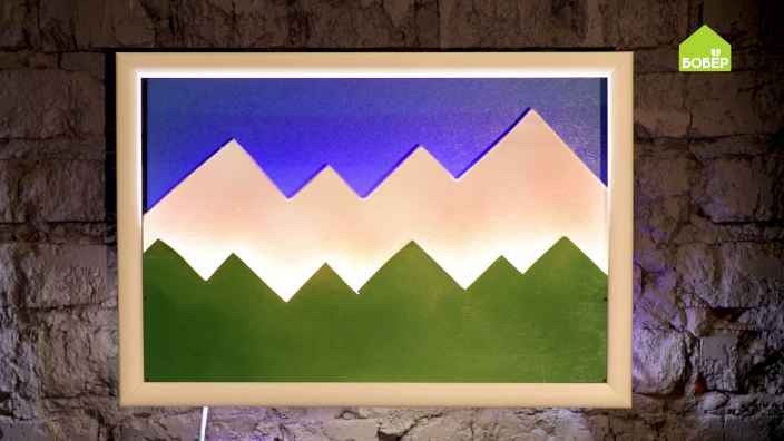 Объёмная картина с подсветкой «Горы»