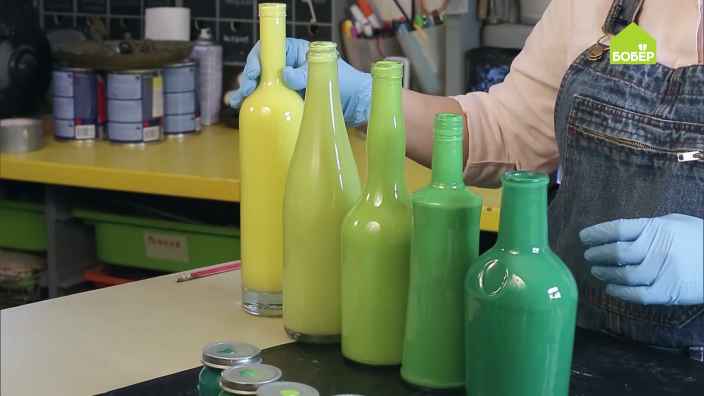 Как покрасить стеклянные бутылки