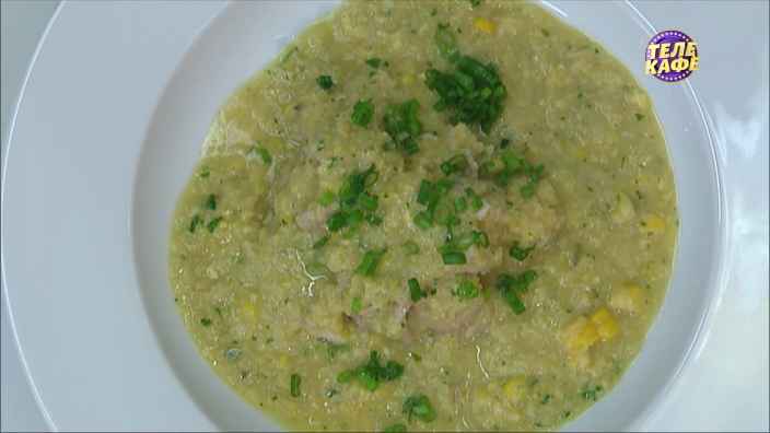 Суп-пюре из курицы, кукурузы и кинзы