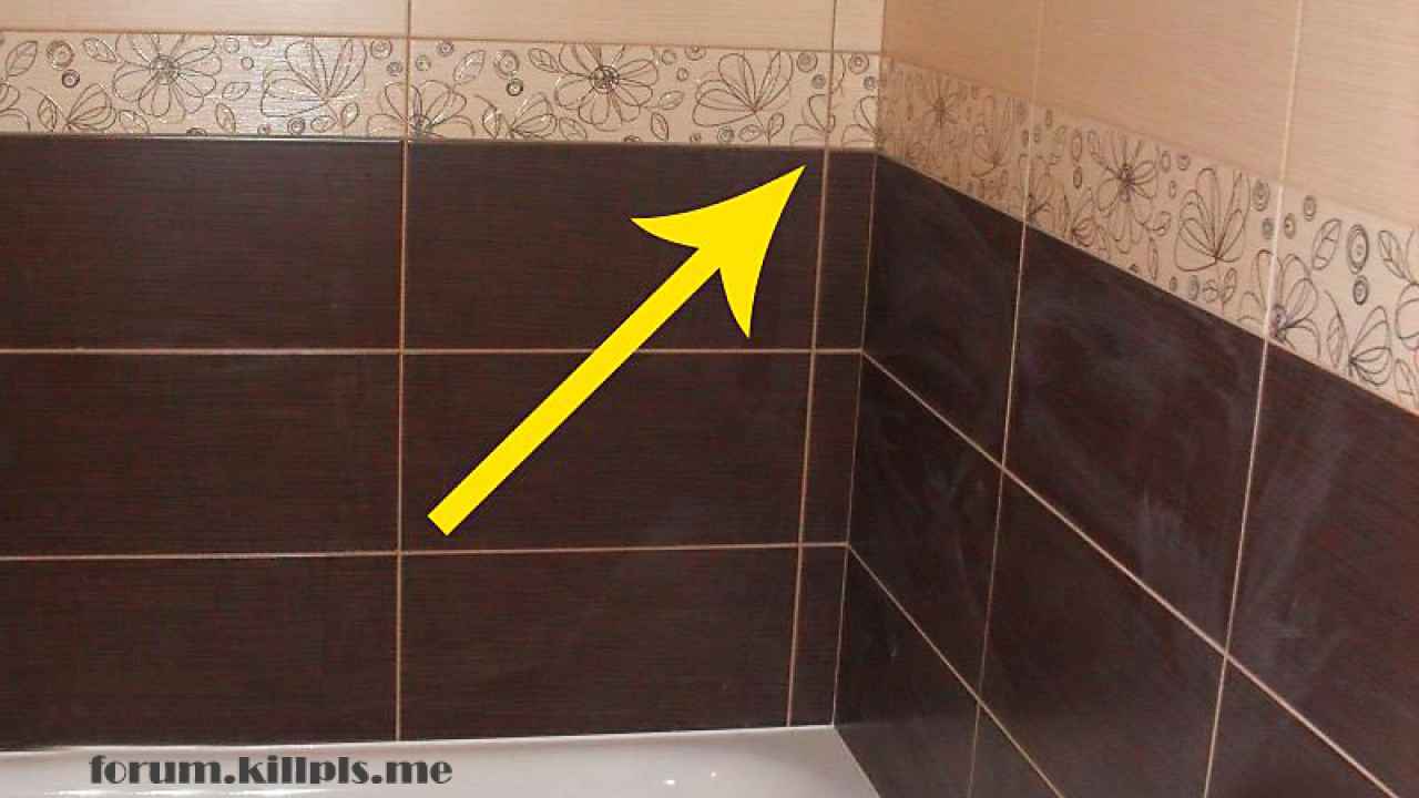 Неправильная раскладка плитки в ванной