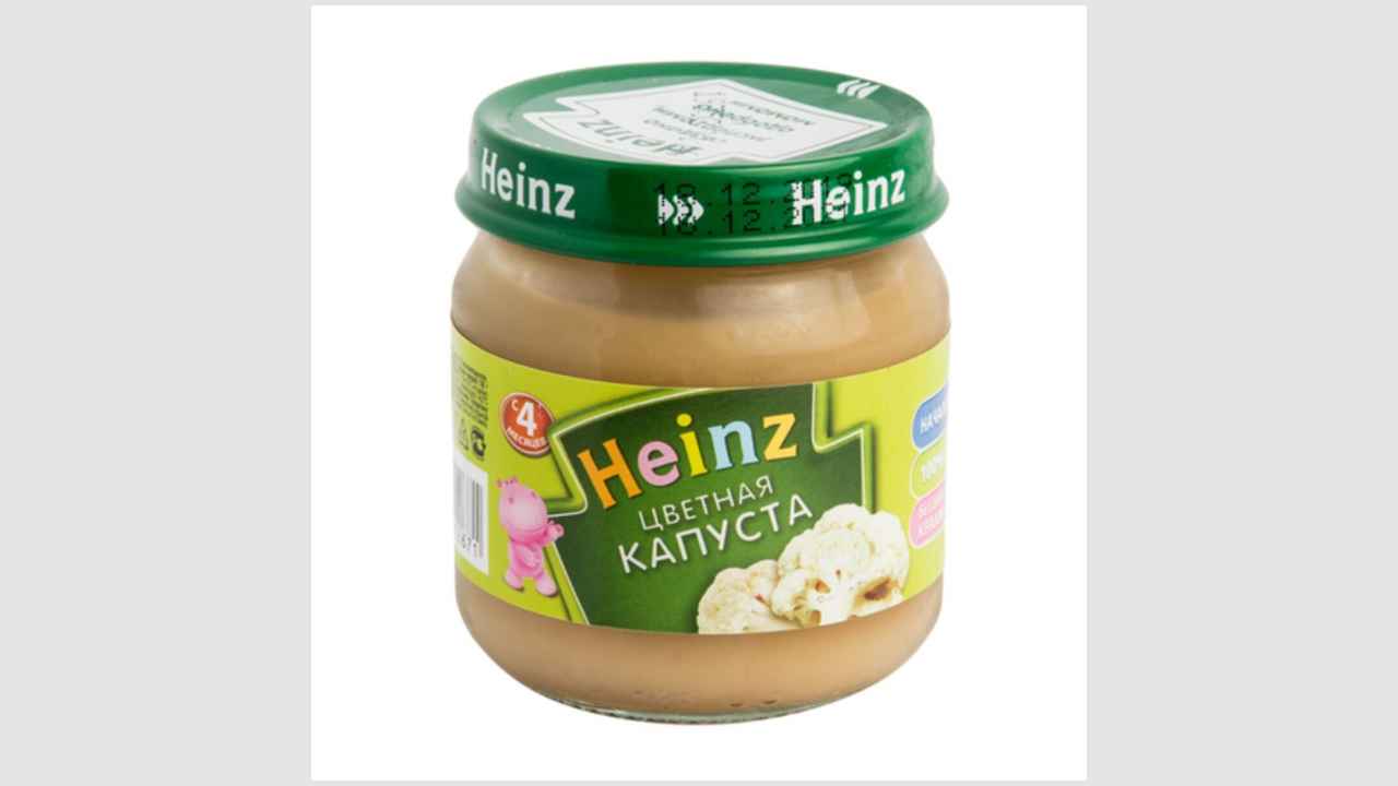 Продукт детского питания для детей раннего возраста, продукт прикорма, пюре овощное (цветная капуста), гомогенизированное, стерилизованное Heinz