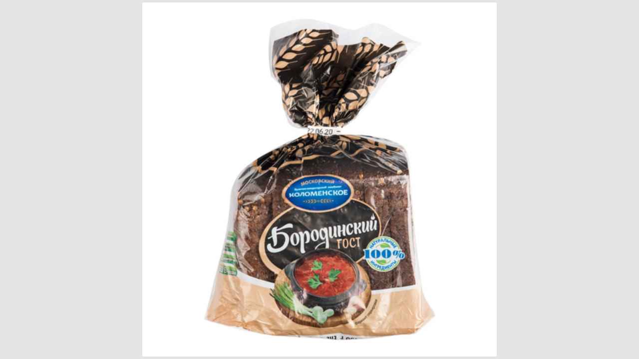Хлеб «Бородинский» формовой в упаковке (нарезанная часть изделия) «Коломенское»