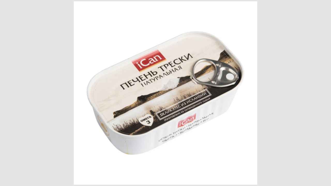 Рыбные консервы стерилизованные: Печень трески натуральная ICan