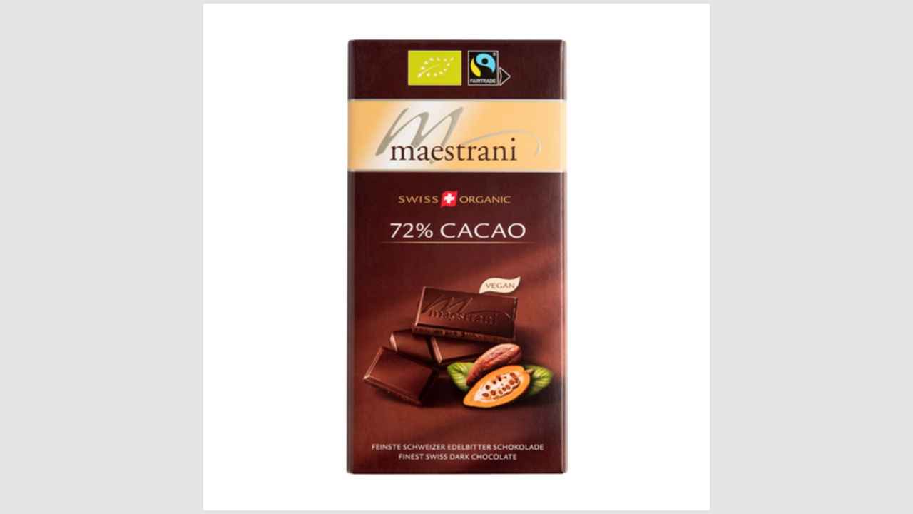 Изделия кондитерские Maestrani, горький шоколад (72% какао)