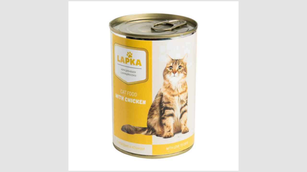 Корм консервированный для кошек, с курицей в соусе Lapka