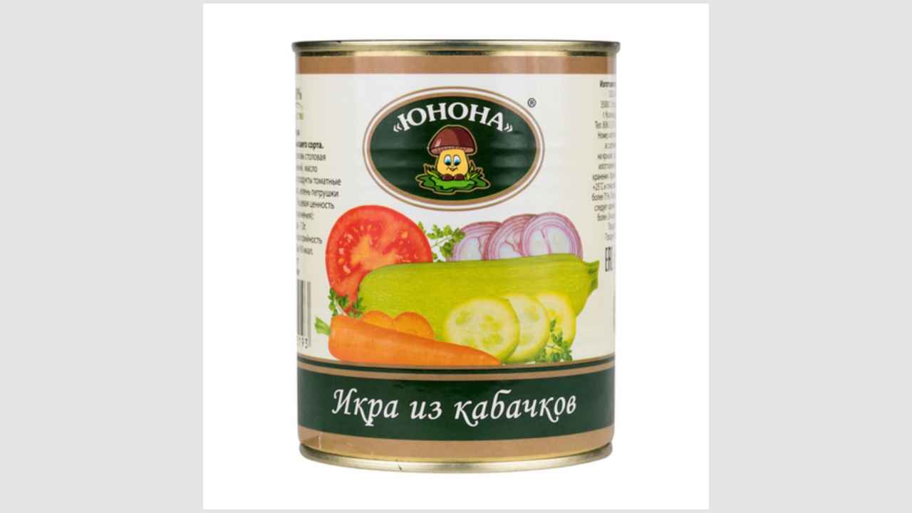 Консервы, икра из уваренных кабачков, высшего сорта «Юнона»