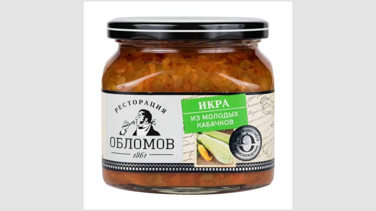 Консервы, икра овощная, икра из молодых кабачков, продукт стерилизован «Ресторация Обломов»