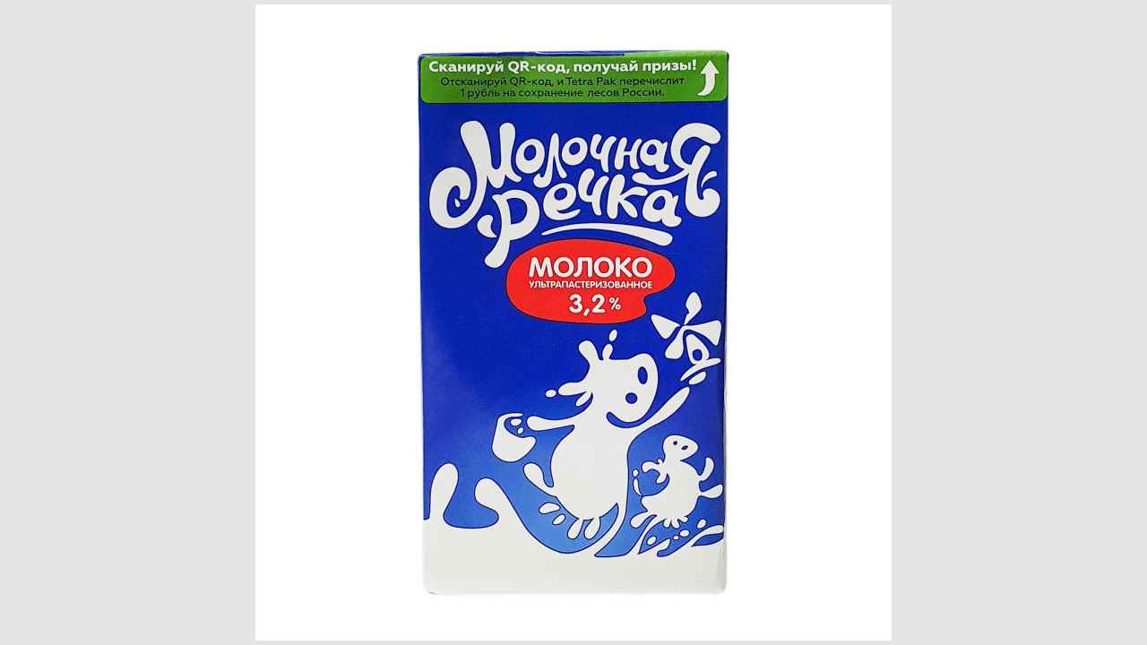 Молоко питьевое ультрапастеризованное, массовая доля жира 3,2% «Молочная речка»