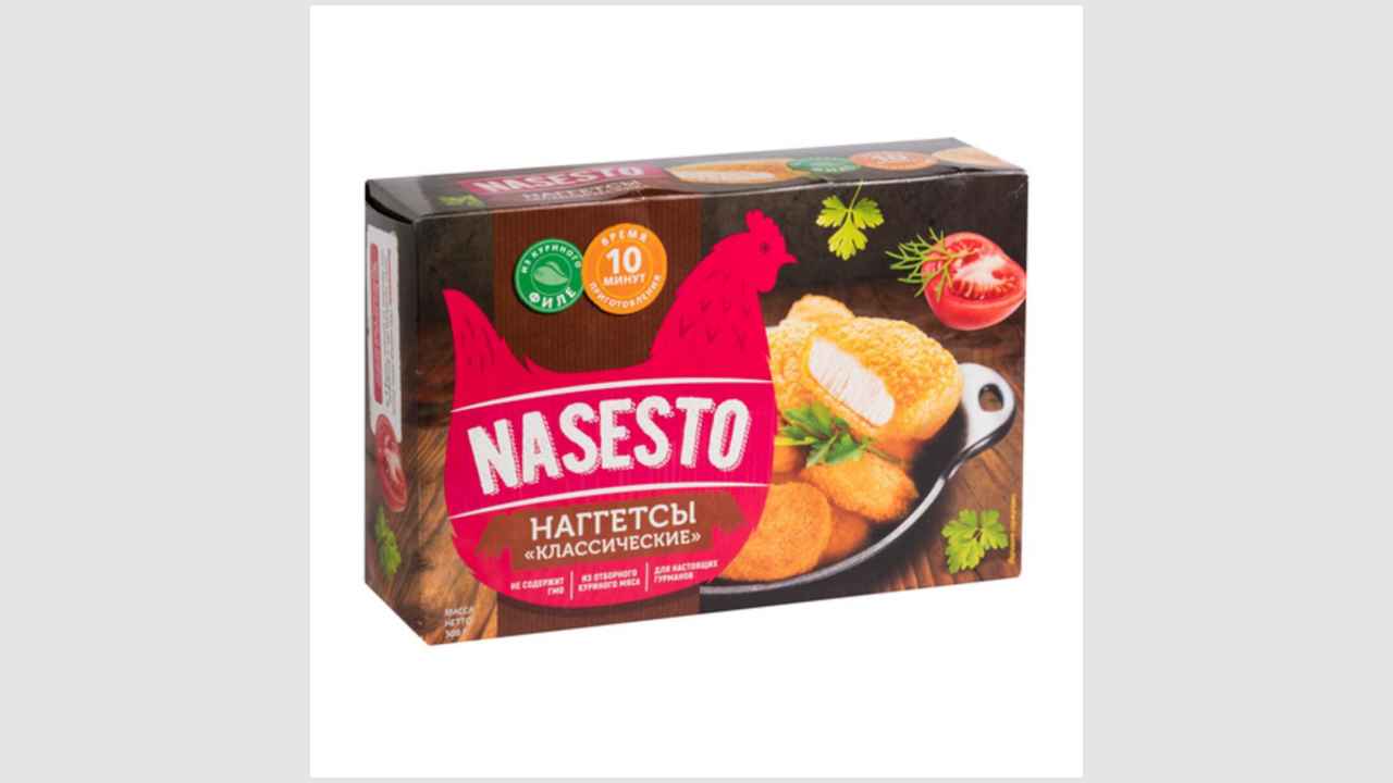 Наггетсы «Классические» Nasesto, полуфабрикат из мяса птицы, рубленный, формованный, глубокозамороженный, в панировке