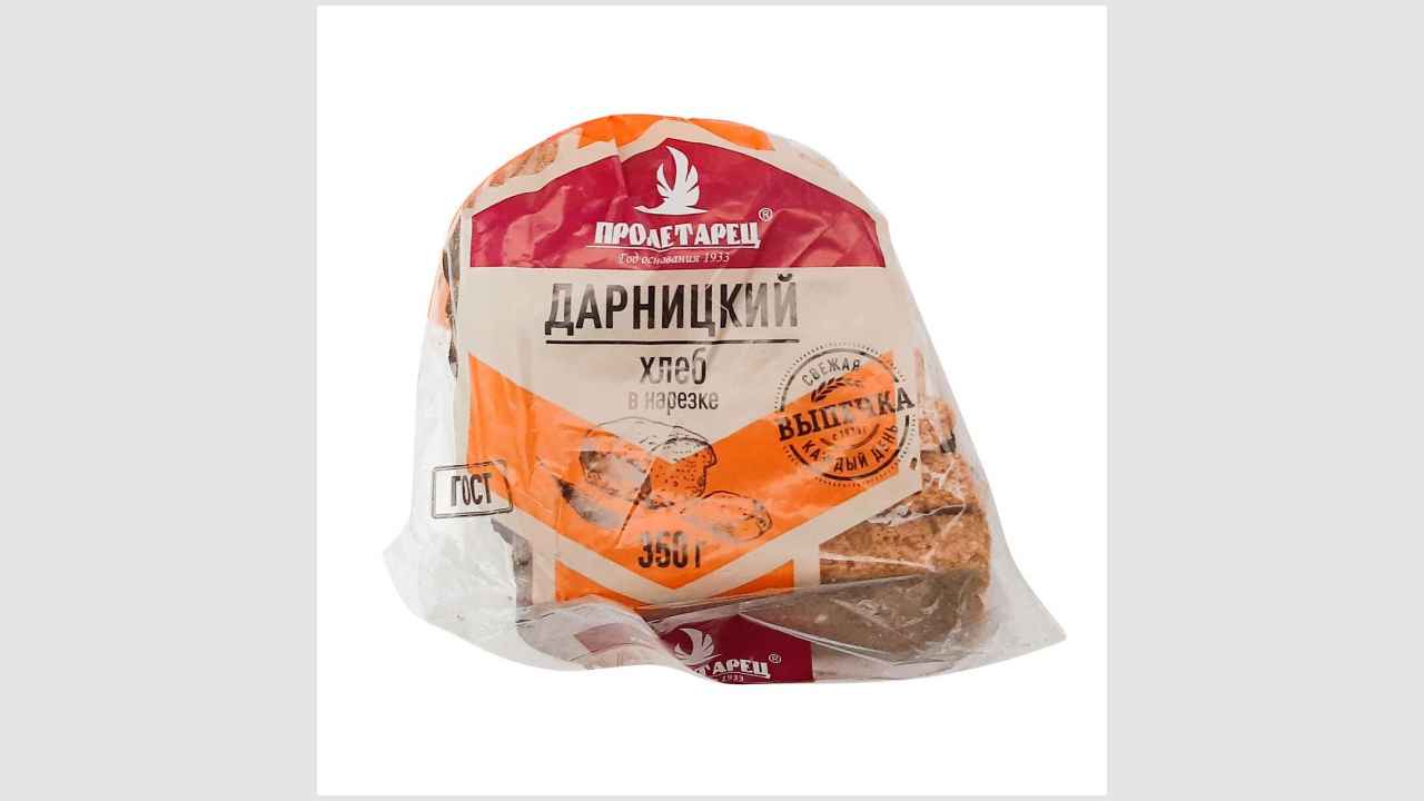 Хлеб «Дарницкий» формовой, в упаковке (нарезанная часть изделия), «Пролетарец»