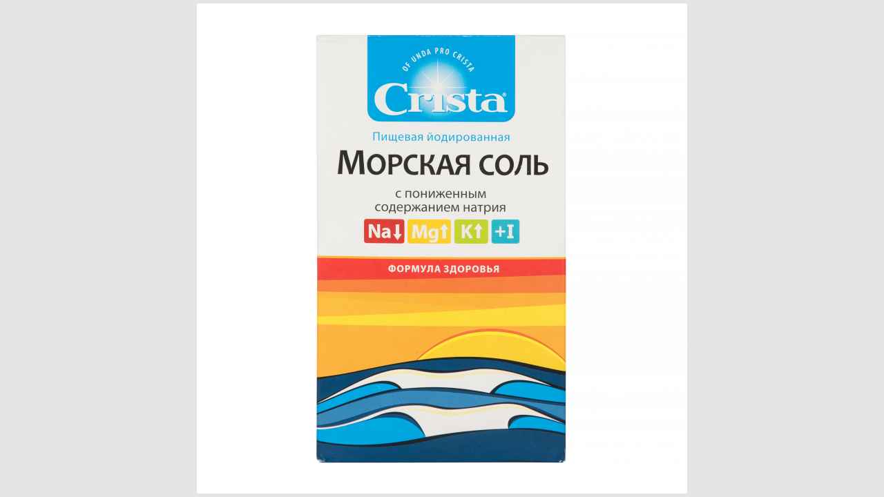Соль «Crista» поваренная пищевая морская садочная йодированная с пониженным содержанием натрия