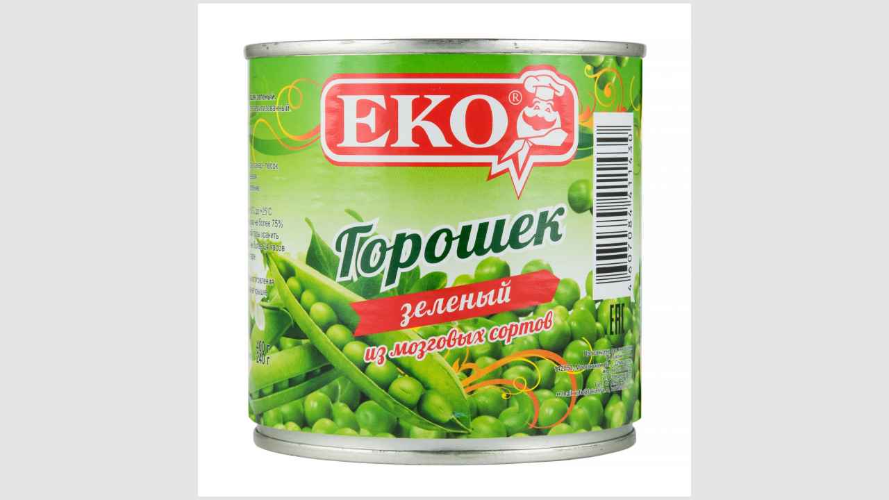Eko Консервы натуральные:горошек зеленый. Горошек зеленый из мозговых сортов стерилизованный.