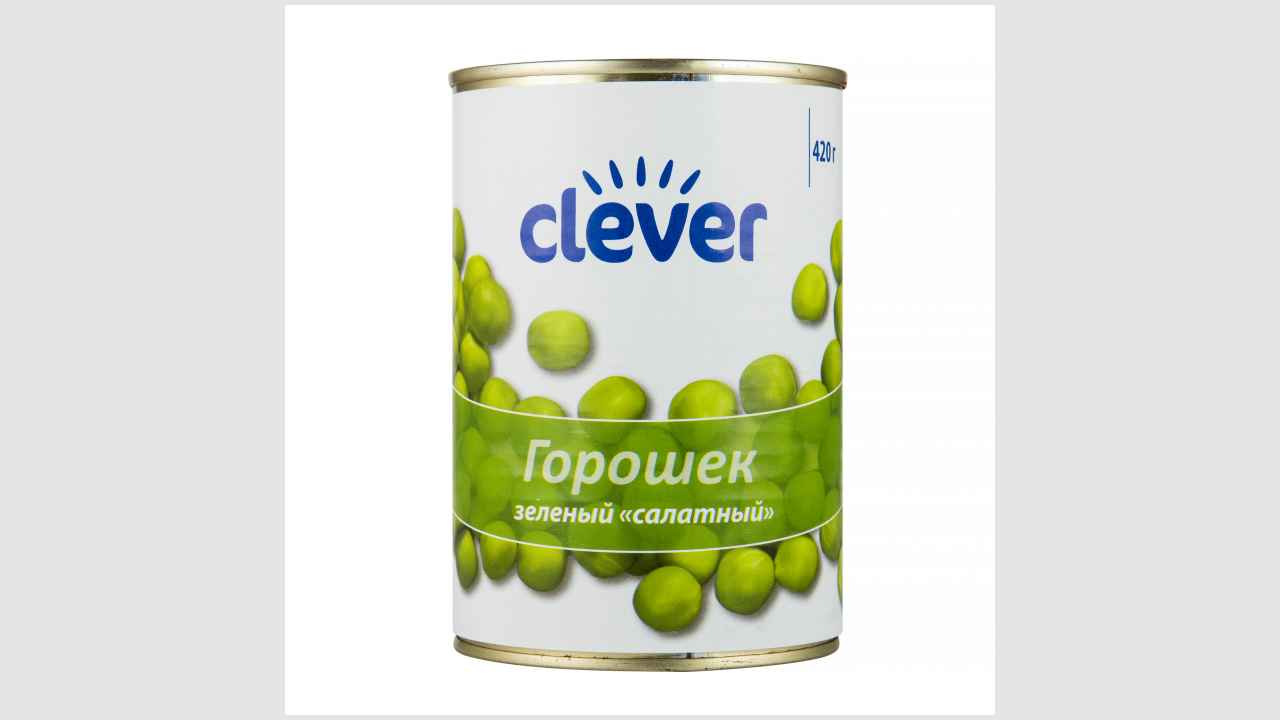 Clever.Консервы. Горошек зеленый салатный. 