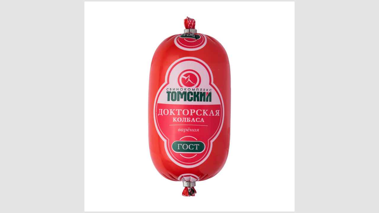 Колбаса «Докторская» вареная. «Свинокомплекс "Томский"». ГОСТ Р 52196-2011, мясной продукт категории А