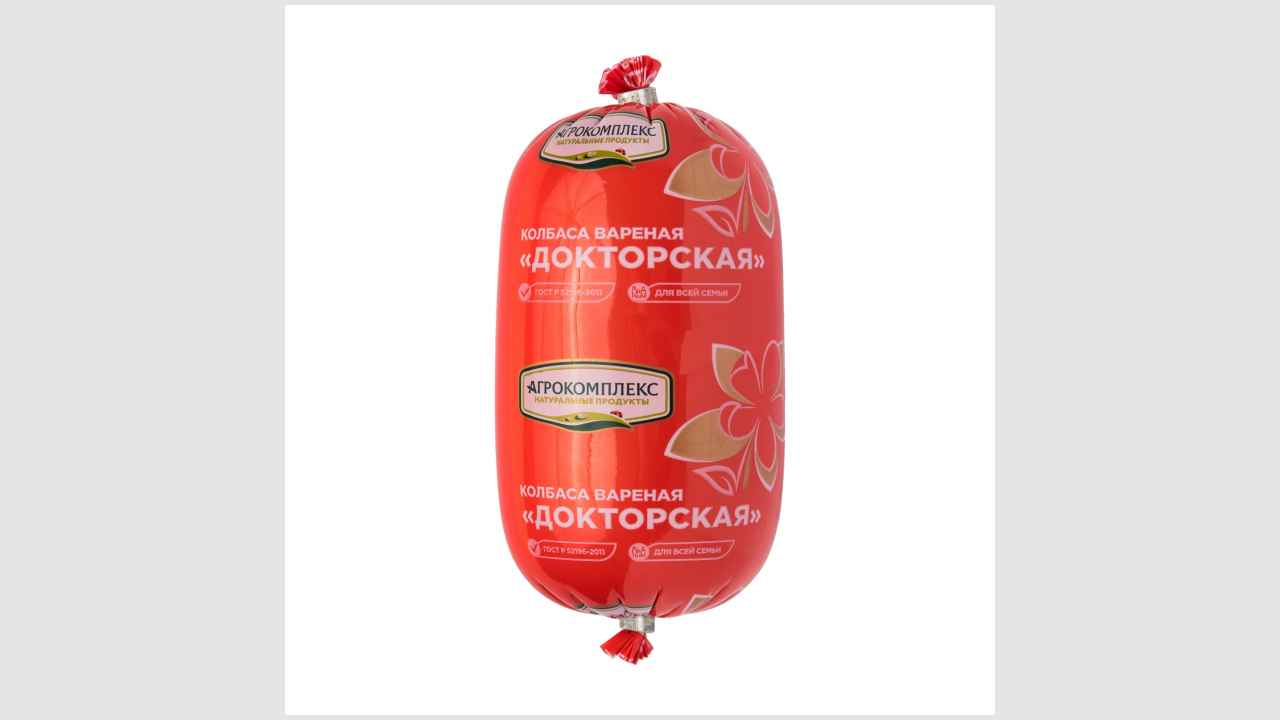 Продукт мясной. Колбасное изделие вареное охлажденное. Колбаса «Докторская» вареная категории А