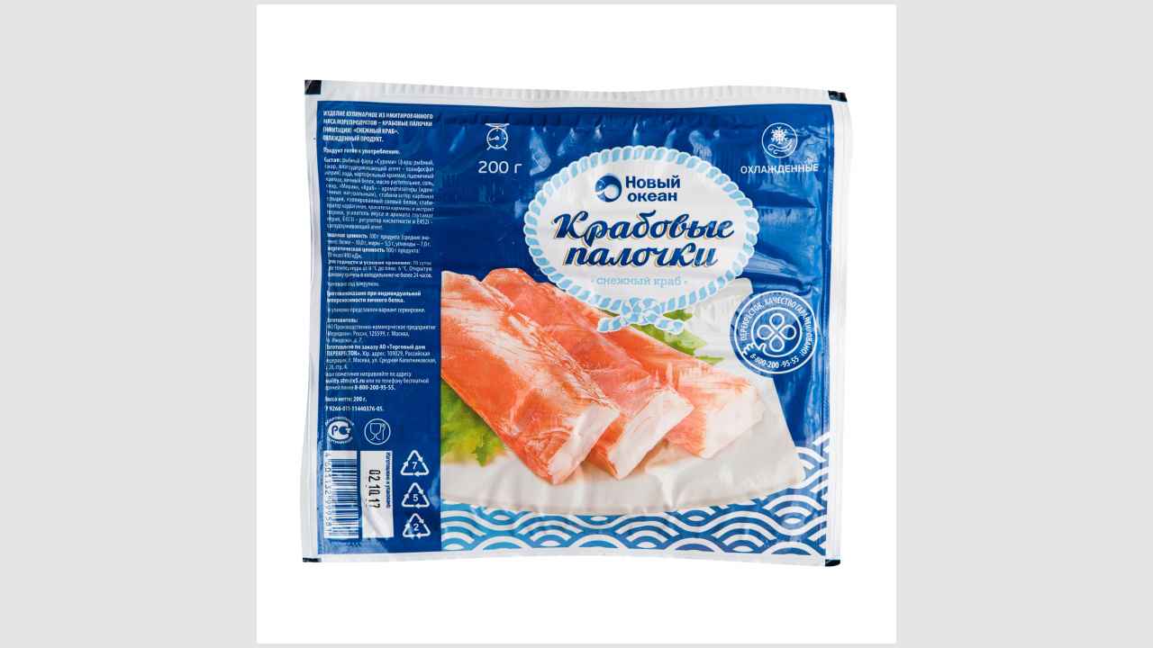 Крабовые палочки (имитация) «Снежный краб» охлаждённые «Новый океан»