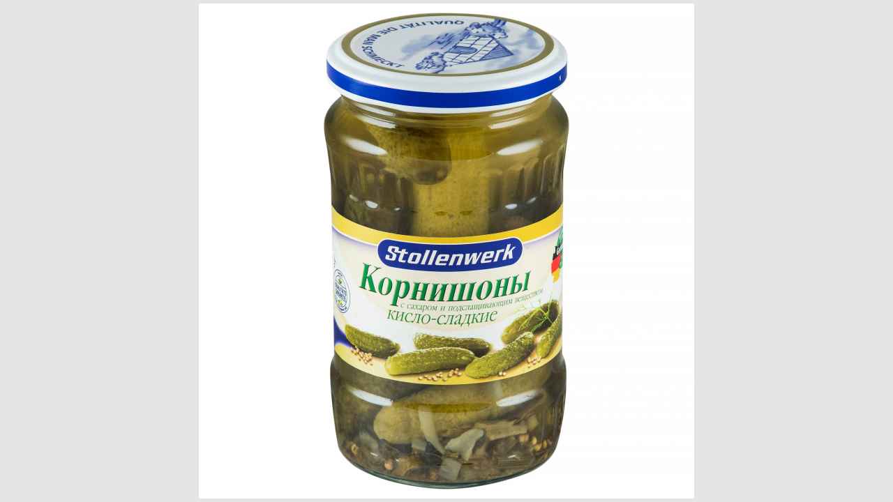 Корнишоны с сахаром и подслащивающим веществом кисло - сладкие