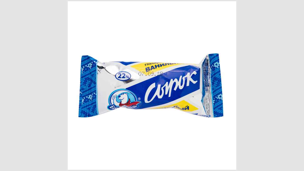 Творожный молокосодержащий продукт, сырок с заменителем молочного жира, глазированный, ванильный «Белый медведь», 22%, 40 г.