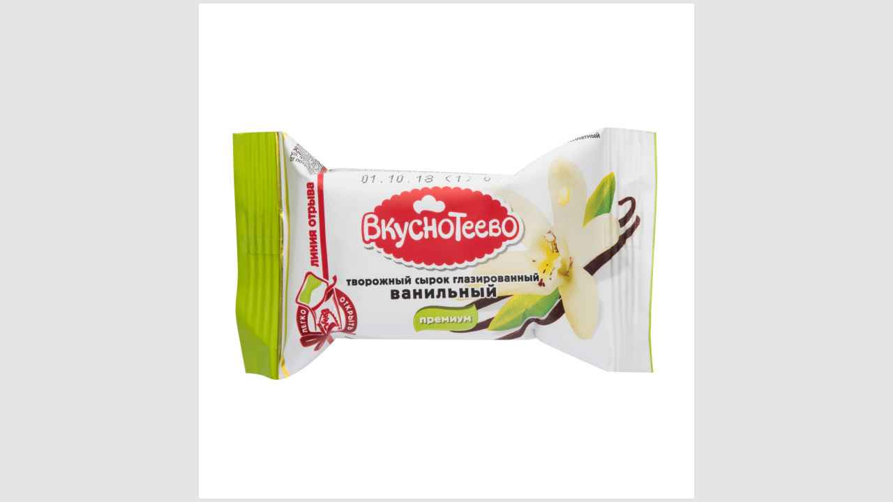 Сырок творожный, глазированный «Вкуснотеево» «Премиум» с ванилью, 40 г., 16%.