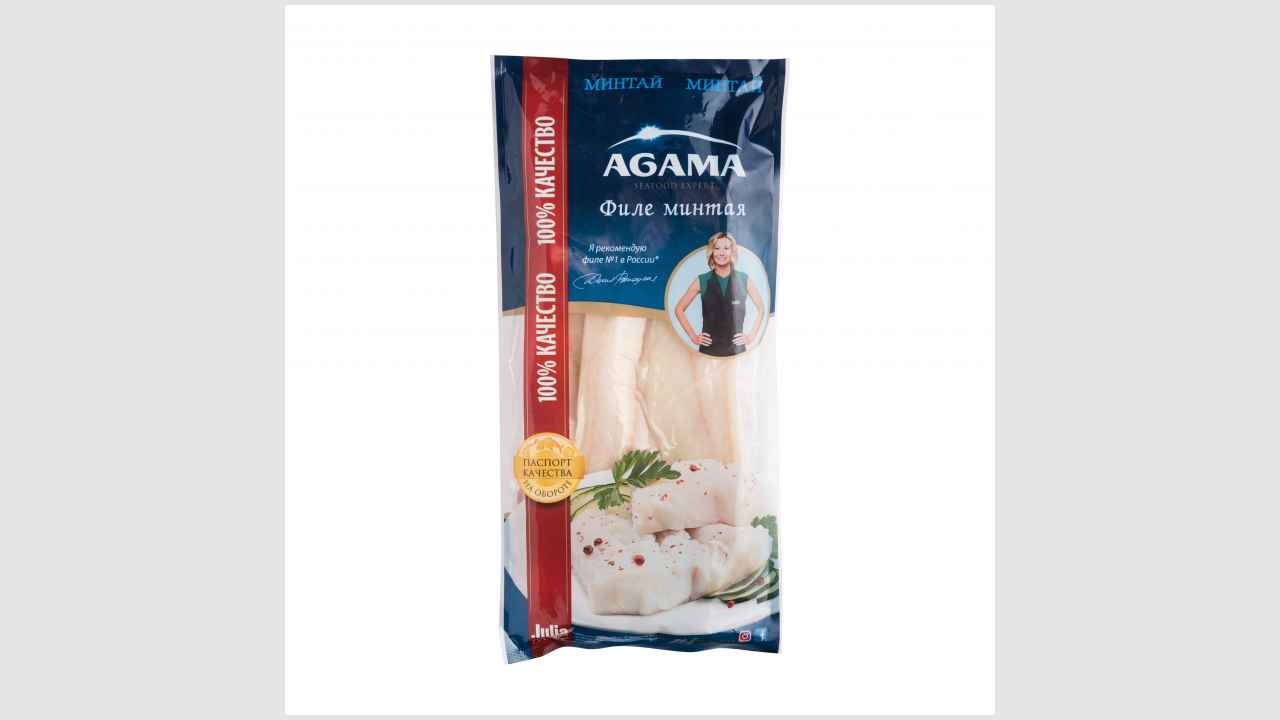 Минтай. Филе без кожи, мороженый. Категория АЕ. AGAMA