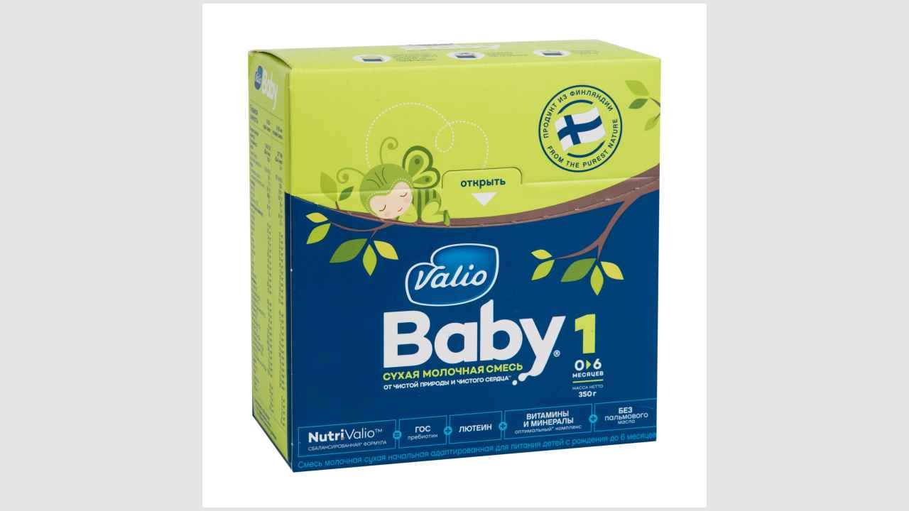 Смесь молочная сухая начальная адаптированная Valio Baby 1 NutriValio, для питания детей с рождения до 6 месяцев.