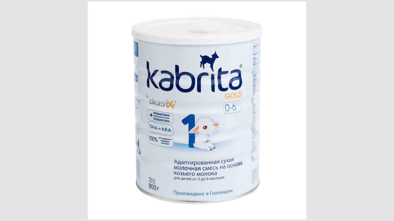 Адаптированная сухая молочная смесь на основе козьего молока для детей от 0 до 6 месяцев Kabrita Gold.