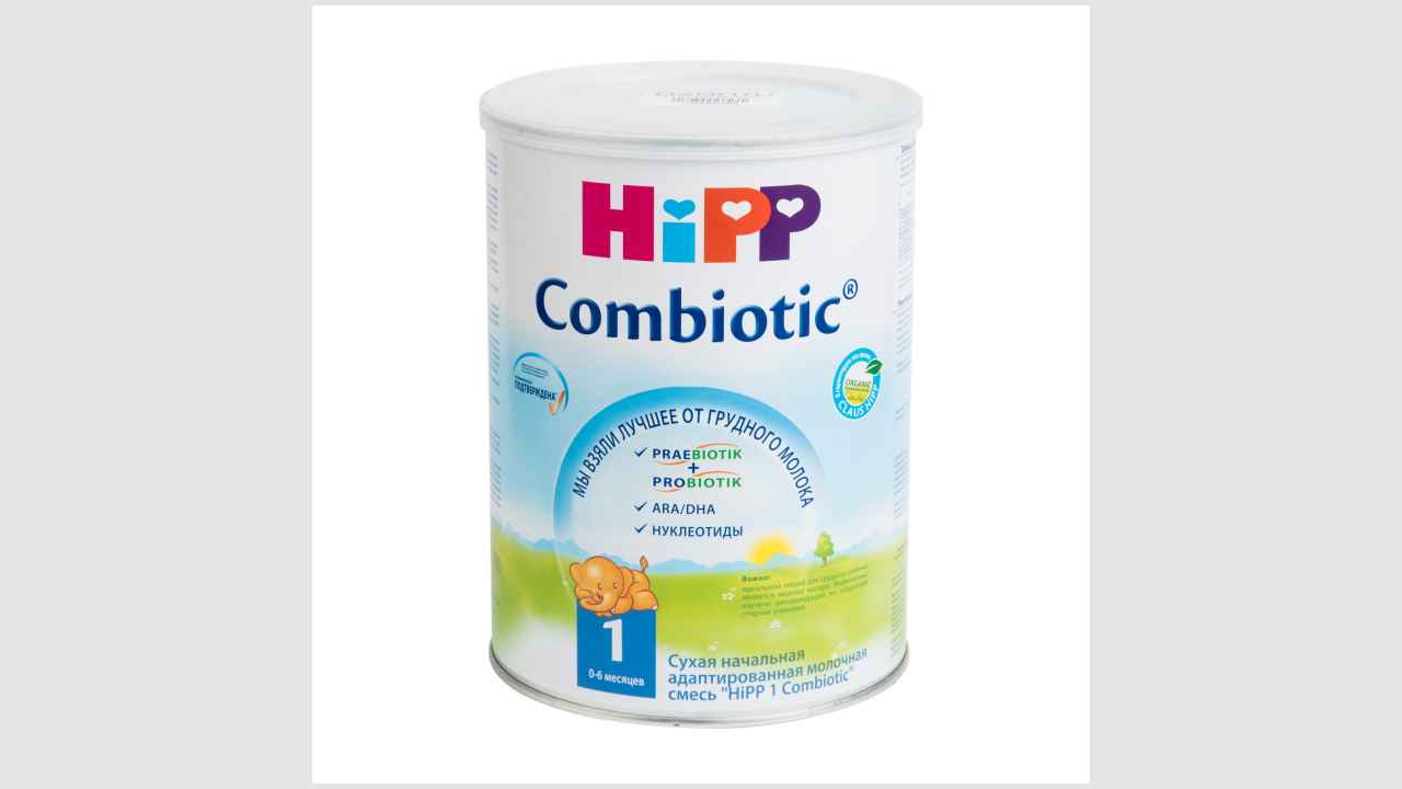 Cухая начальная адаптированная молочная смесь Hipp 1 Combiotic для детского питания с рождения до 6 месяцев.