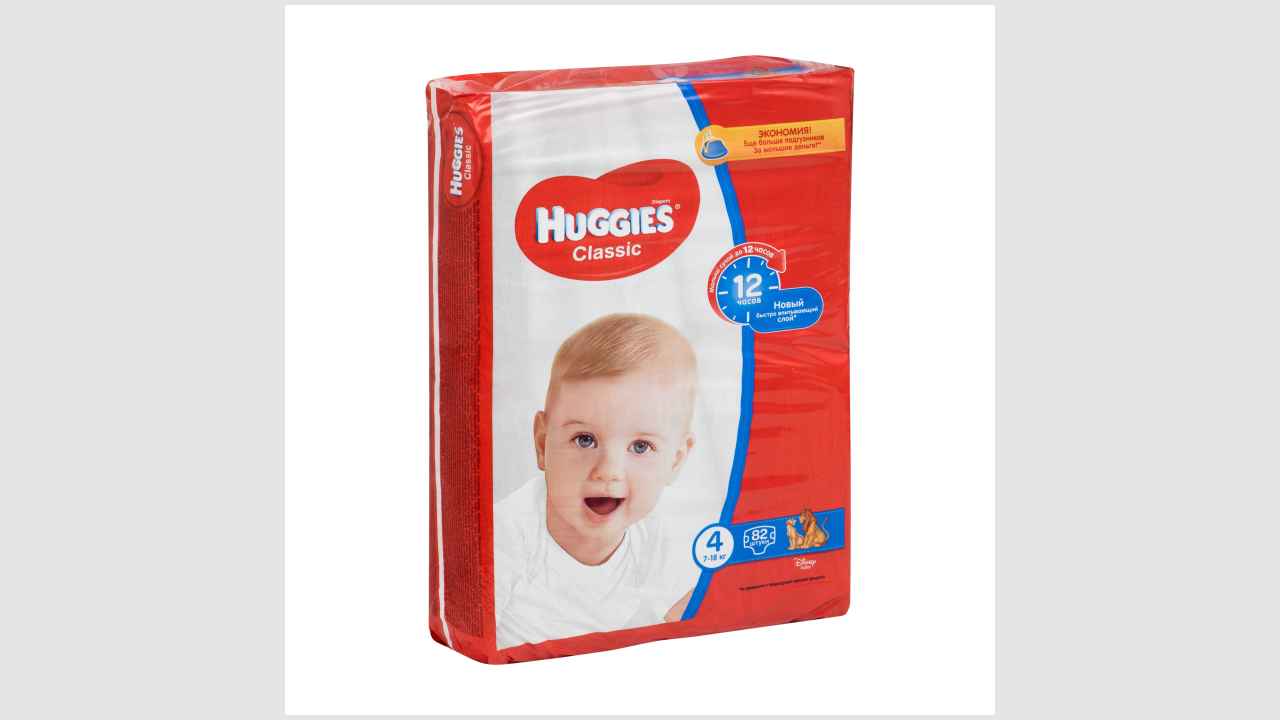 Детские одноразовые подгузники Huggies classic («Хаггис классик»). Размер 4 (вес 7-18 кг). Количество в упаковке: 82 шт.