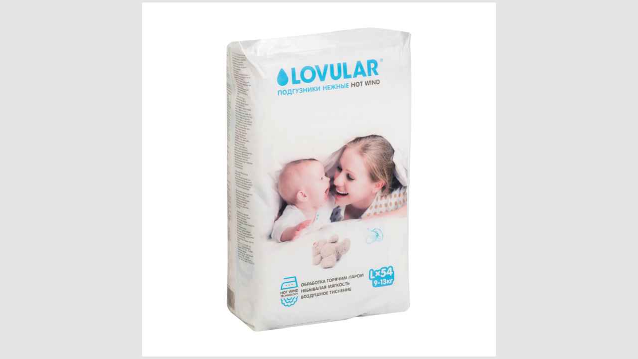 Нежные подгузники Lovular hot wind, размер: L54, 9-13 кг. 