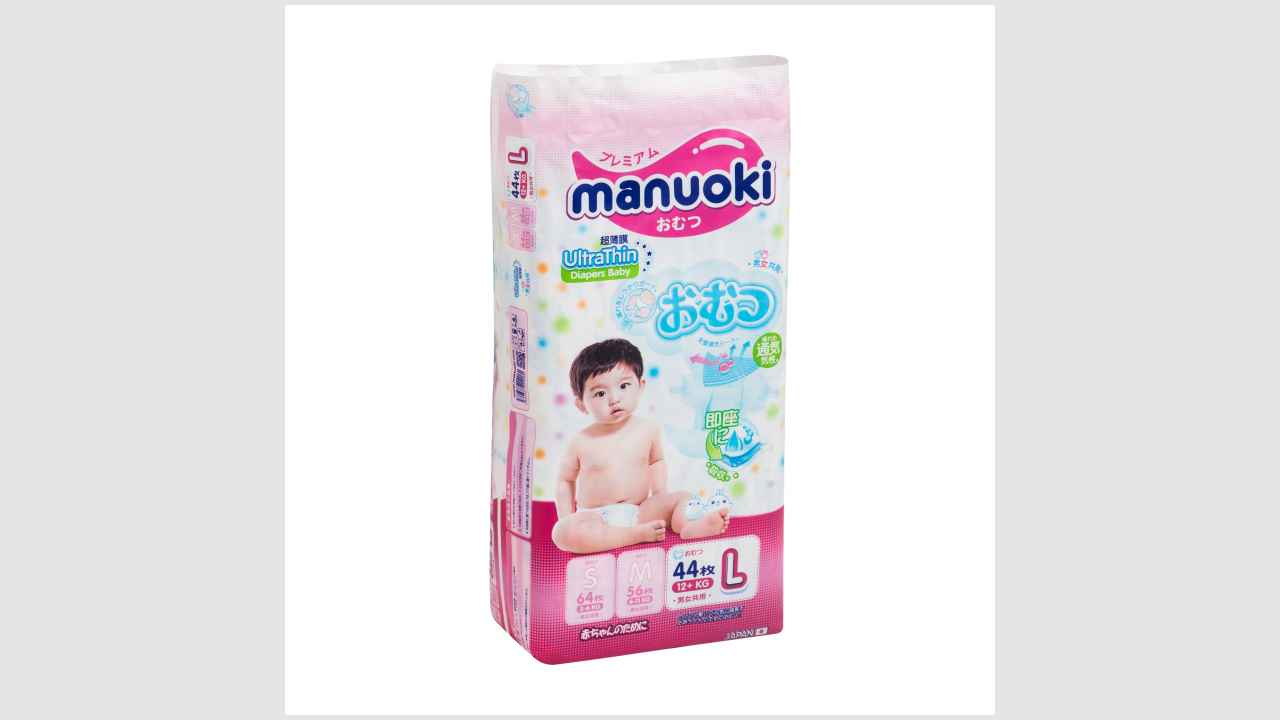 Детские одноразовые подгузники Manuoki, ультратонкие, размер: L, 12+ кг. 