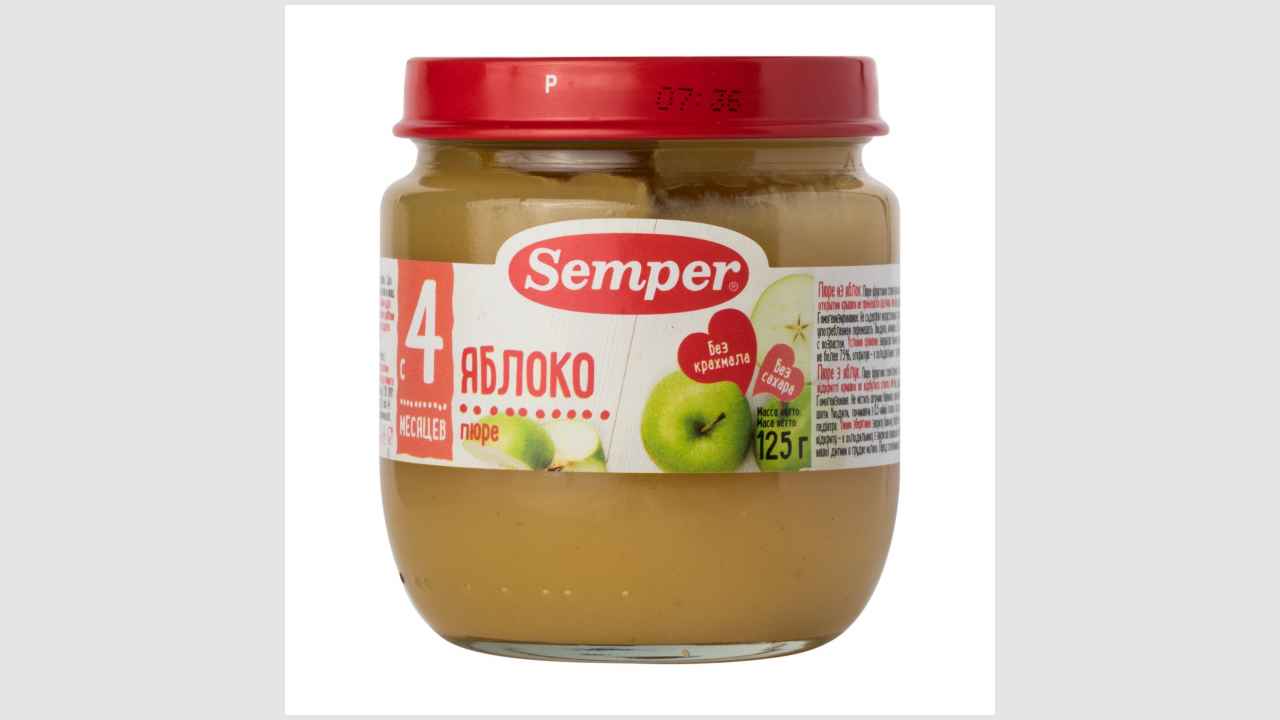 Пюре из яблок, фруктовое, стерилизованное, для детского питания с 4 месяцев Semper