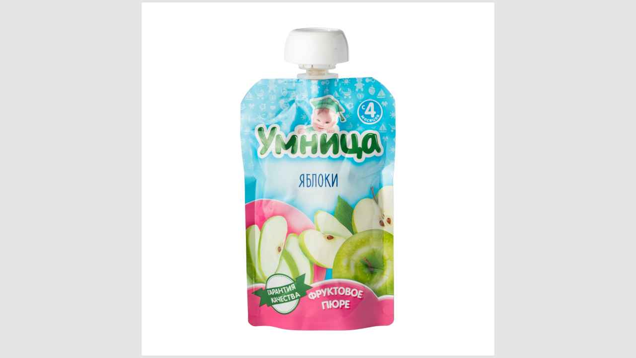 Продукт детского питания, для детей раннего возраста, продукт прикорма, пюре фруктовое «яблоки», гомогенизированное, стерилизованное «Умница»