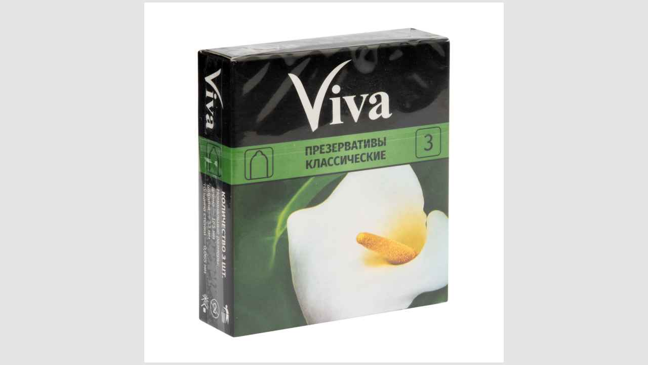 Презервативы из натурального латекса Viva (классические). Три классических презерватива с накопителем, прозрачные, цилиндрические, гладкие