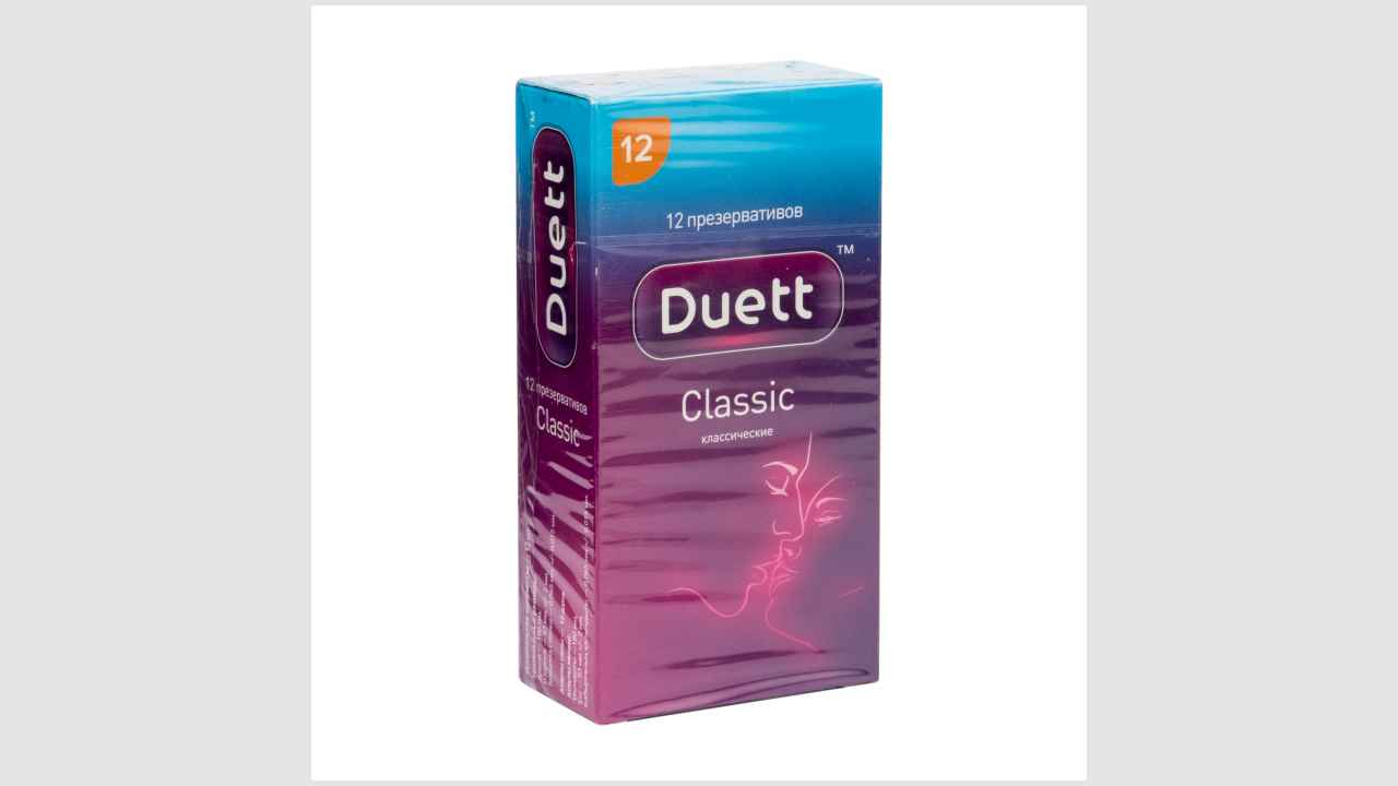 Презервативы Duett Classic (классические). Двенадцать презервативов с накопителем, гладкие, с силиконовой смазкой