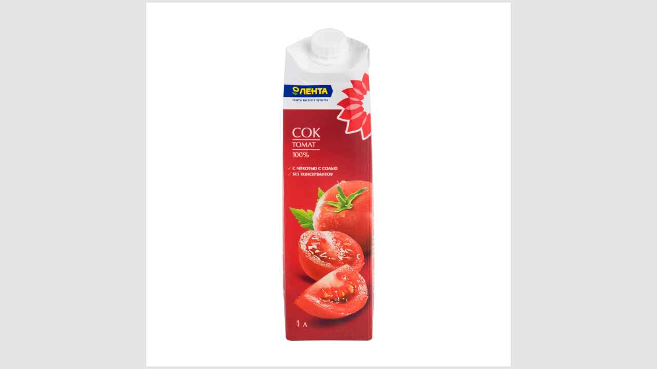 Сок томатный, восстановленный, с мякотью, с солью. Для питания детей дошкольного и школьного возраста (от трех лет и старше) «Лента»