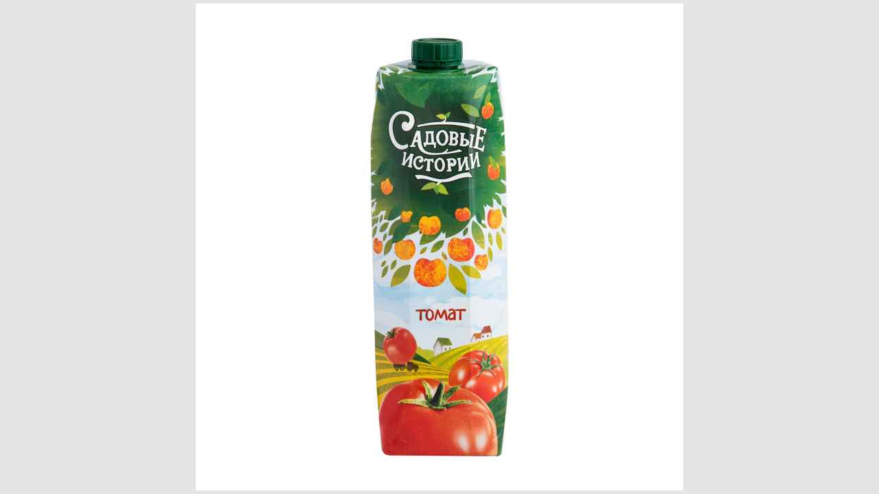 Сок томатный, восстановленный, с мякотью, с солью. Для питания детей дошкольного и школьного возраста (от трех лет и старше) «Садовые истории»