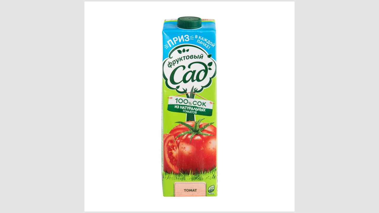 Сок томатный, с сахаром и солью, с мякотью, для детского питания, восстановленный, гомогенизированный «Фруктовый сад». Для детей старше 3-х лет