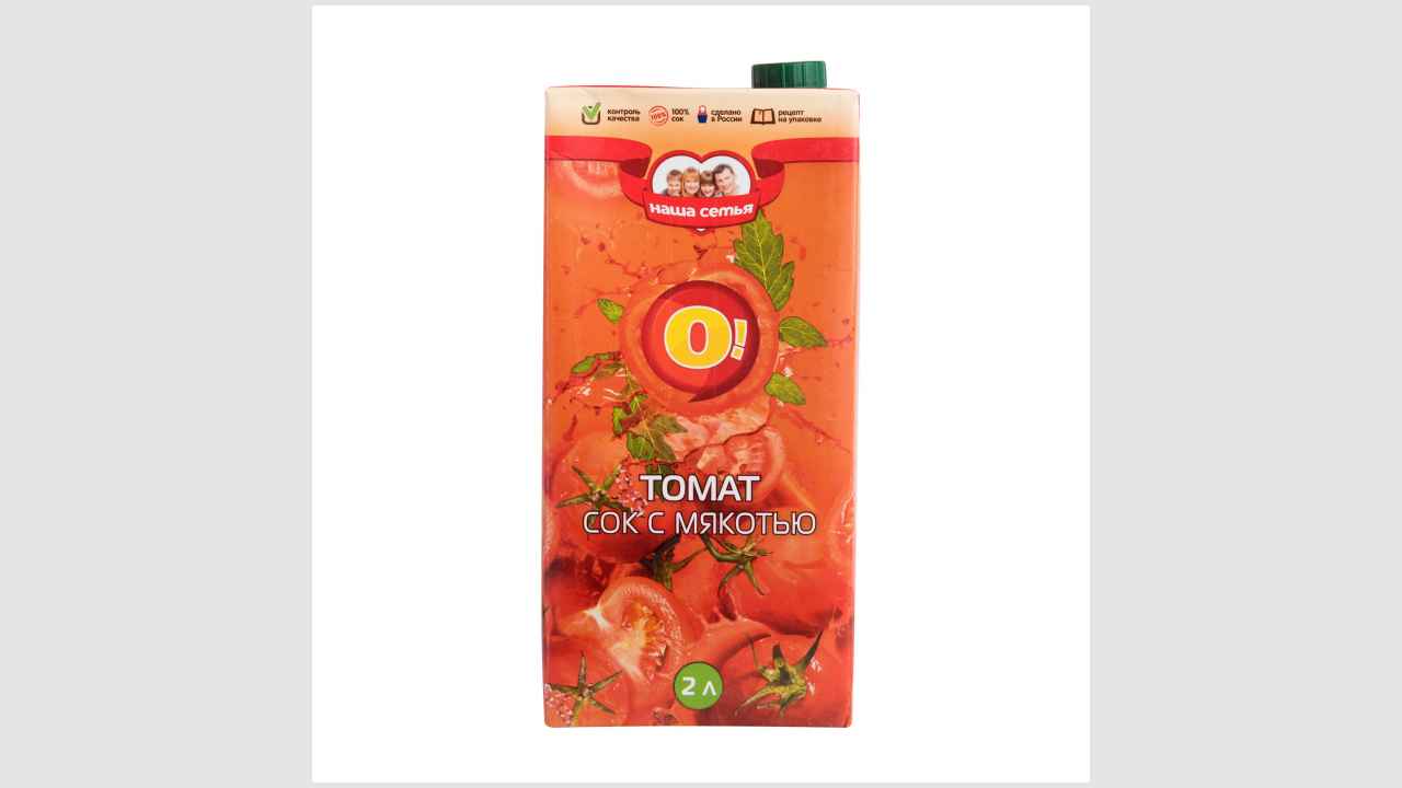 Сок томатный, восстановленный, с мякотью, с солью. Для питания детей дошкольного и школьного возраста (от трех лет и старше) «О!»