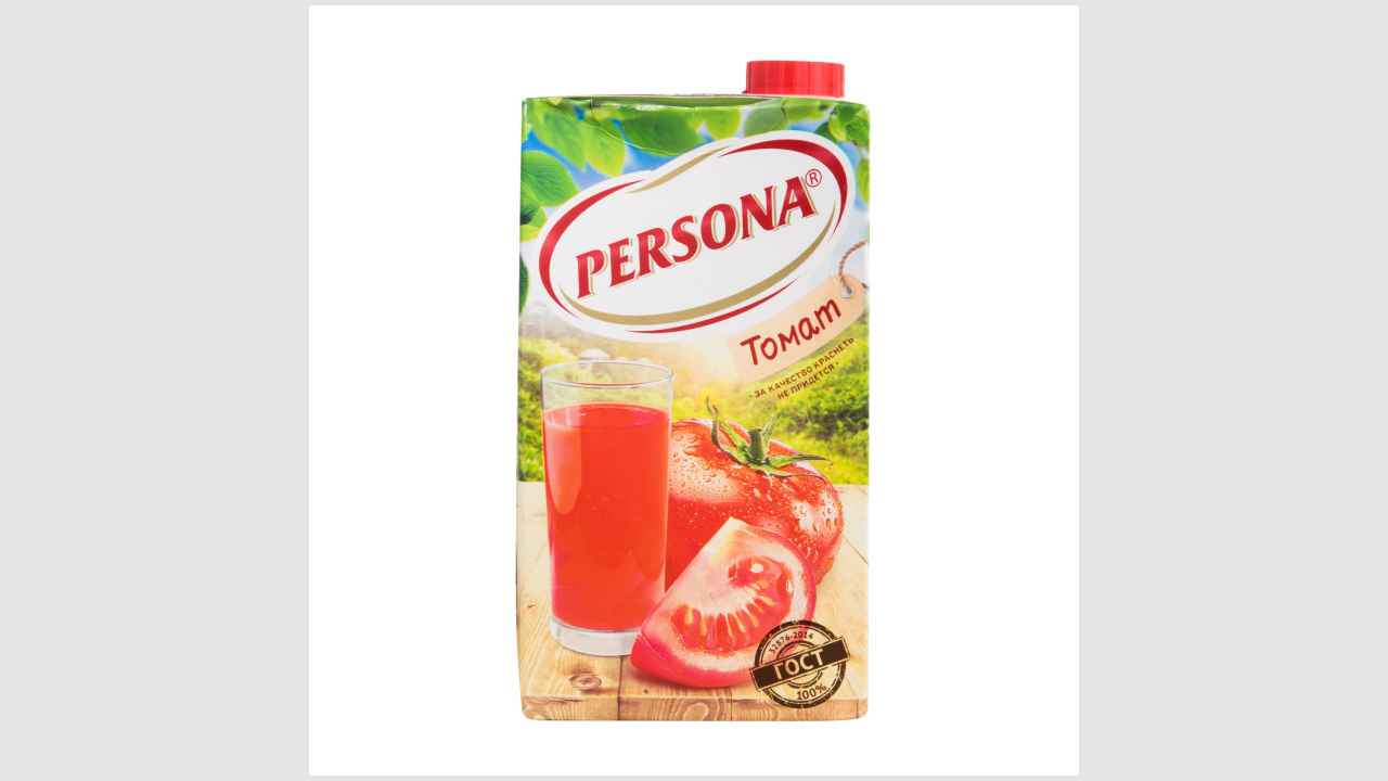 Томатный сок с мякотью, солью и сахаром, восстановленный Persona