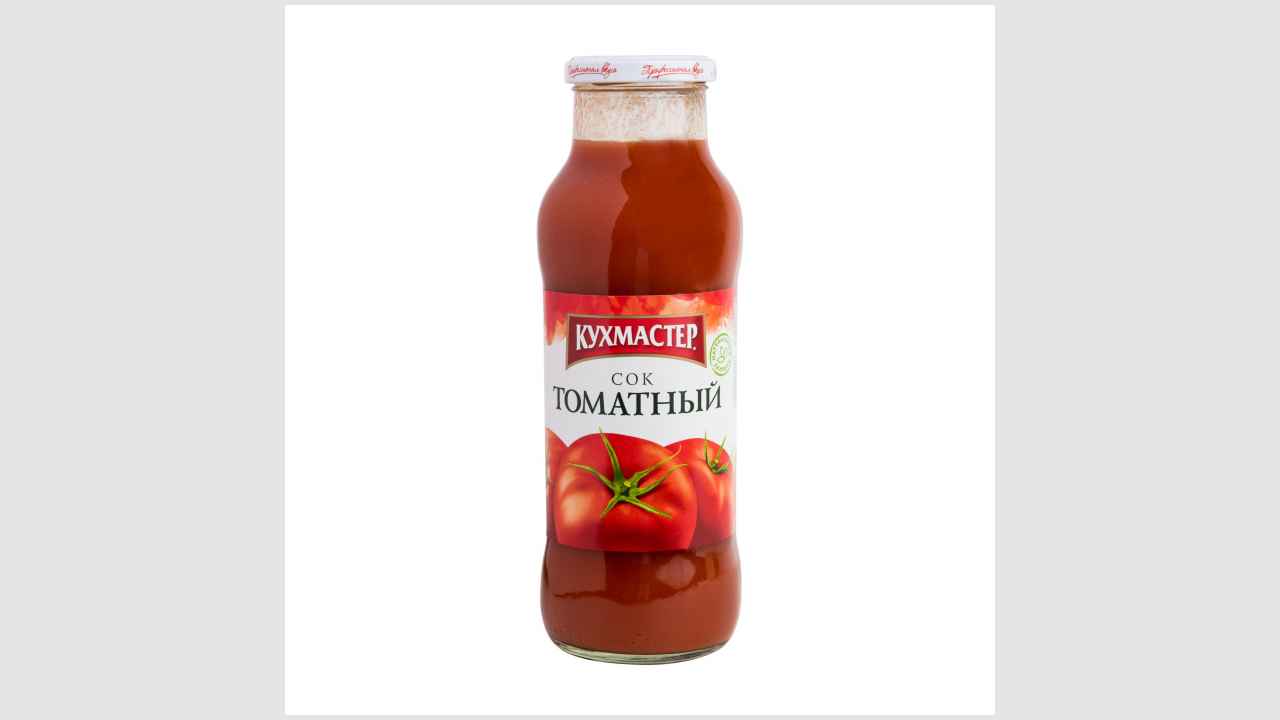 Сок томатный, восстановленный, с солью, с мякотью, гомогенизированный, пастеризованный «Кухмастер»