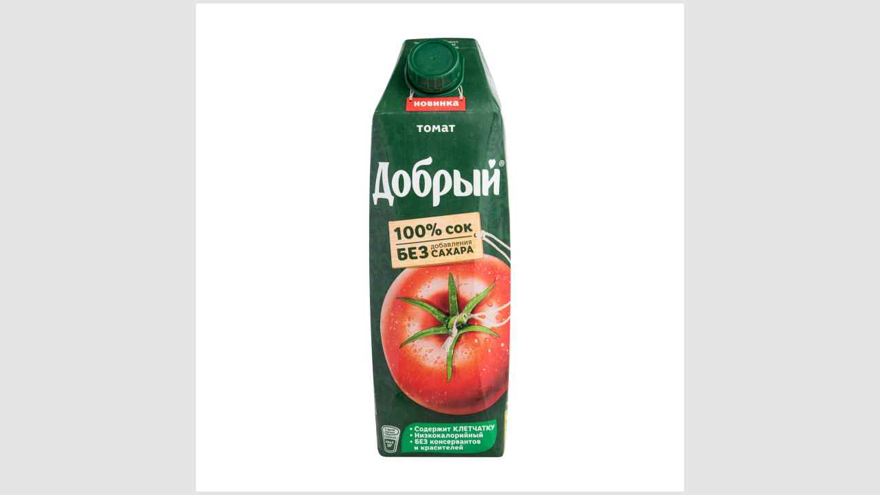 Сок томатный с солью, восстановленный, с мякотью, гомогенизированный «Добрый». Для питания детей с 3-х лет