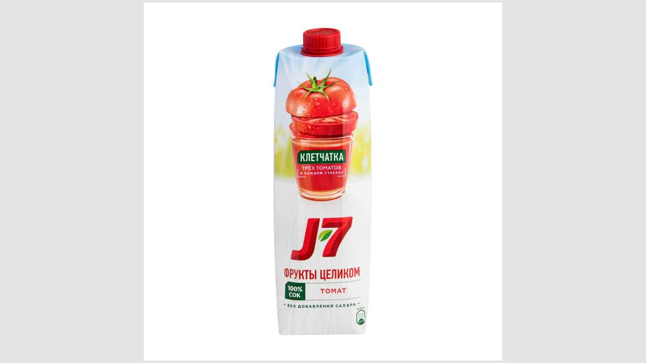 Сок томатный, с солью, с мякотью, для детского питания, восстановленный, гомогенизированный J7. Для питания детей старше 3-х лет