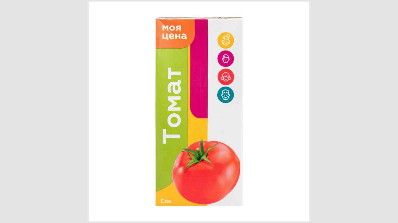 Сок томатный, восстановленный, с мякотью, с солью «Моя цена». Для детей дошкольного (от 3 лет) и школьного возраста