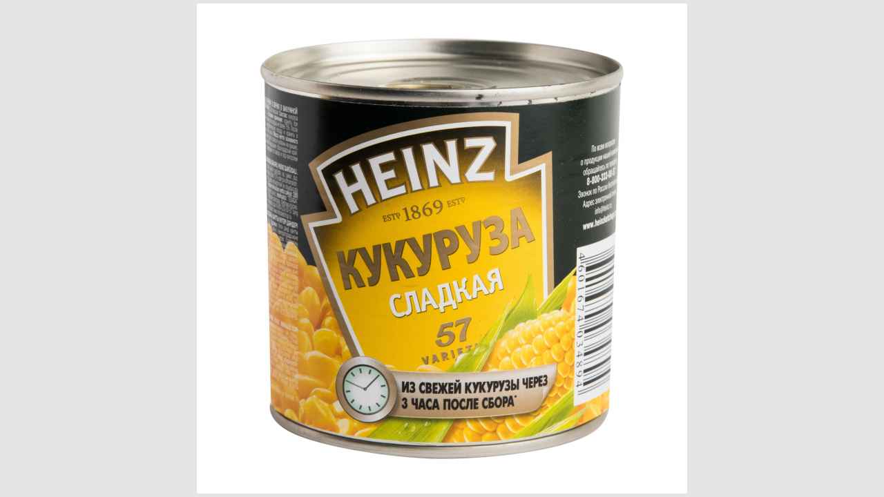 Консервы овощные: кукуруза сахарная, в зернах, в вакуумной упаковке Heinz. Продукт стерилизованный