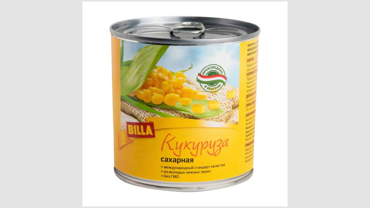 Кукуруза сахарная, в зернах, консервированная, стерилизованная, в вакуумной упаковке Billa