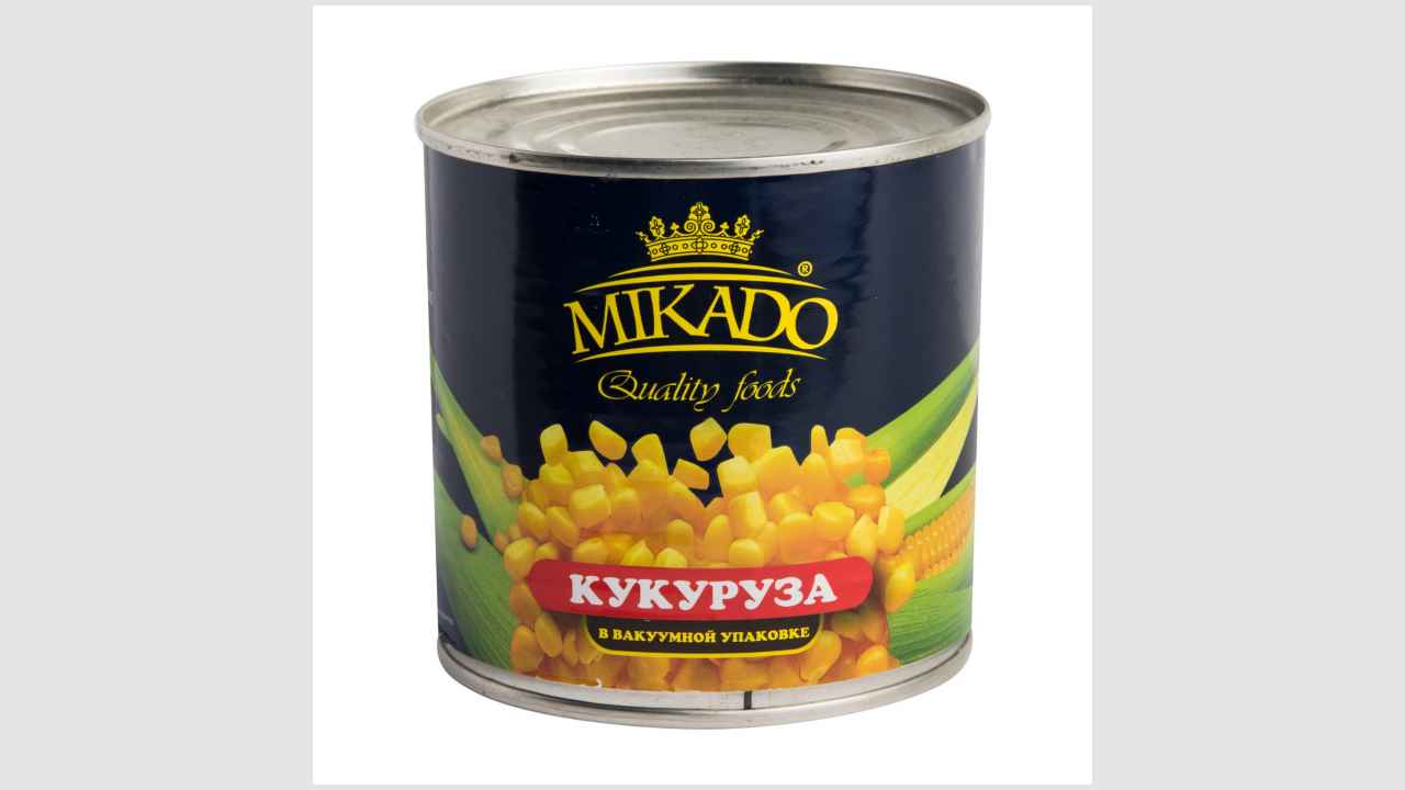 Консервы натуральные, кукуруза сладкая, в зернах, в вакуумной упаковке, стерилизованная Mikado