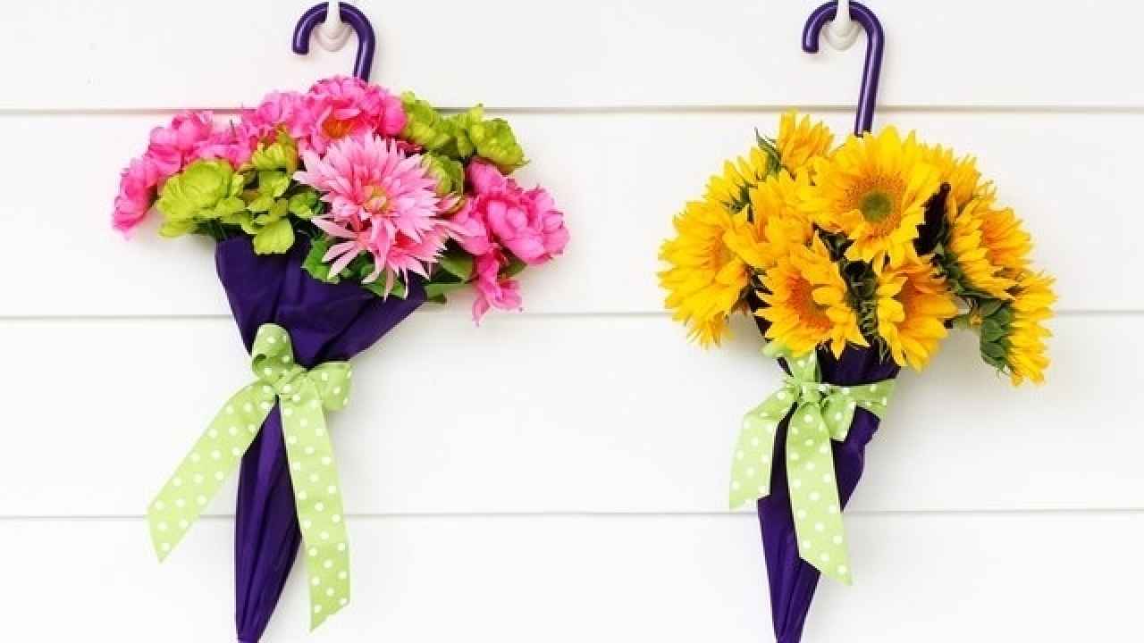 Как из зонтика сделать вазу для цветов